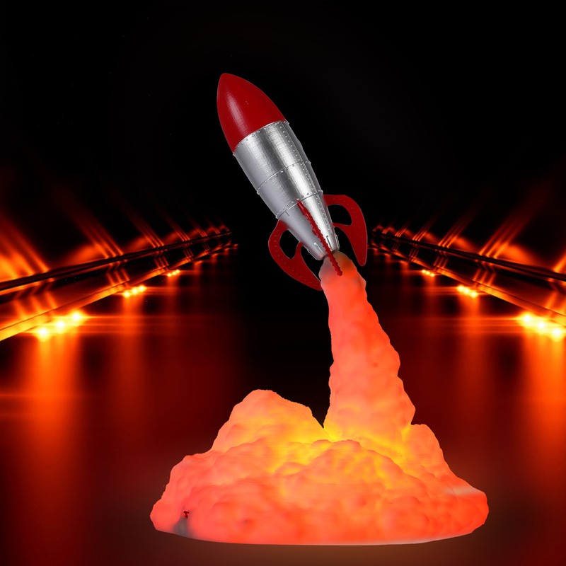 3D Printing Rocket Lamp Innovative Bedside Table Light USB Charging
