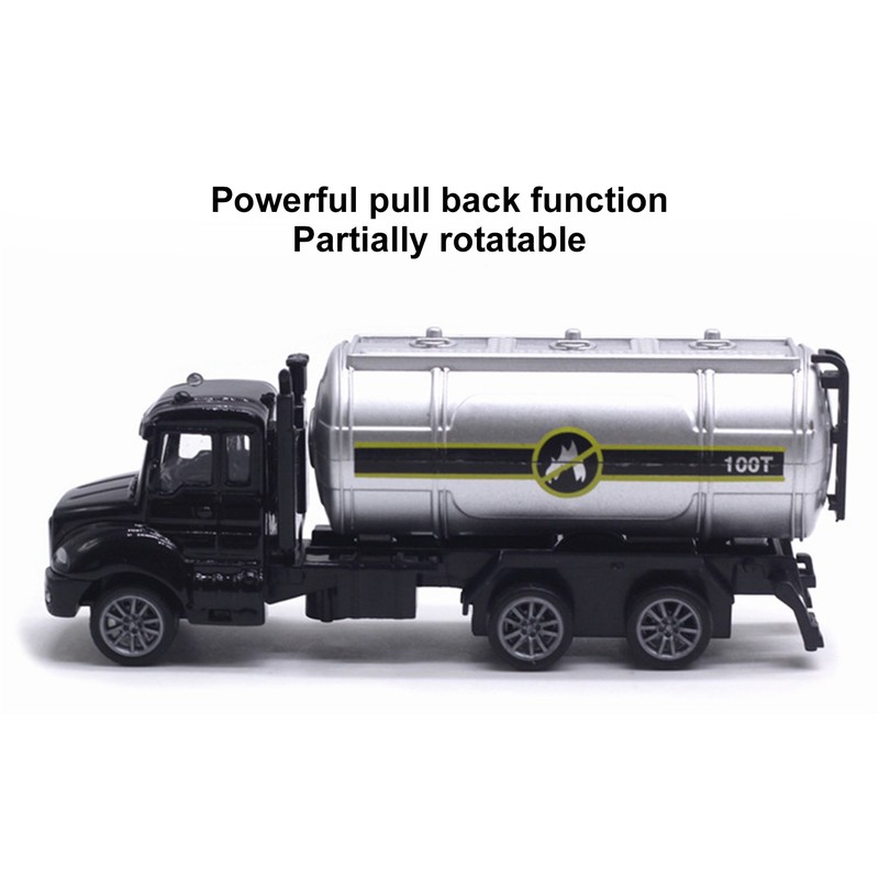 3pcs 1:50 Truck Model Toy Set Pull Back Recovery Tanker