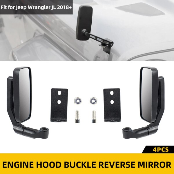 SavadiCar 2pcs Exterior Left/Right Hood Mirrors Set for Jeep Wrangler