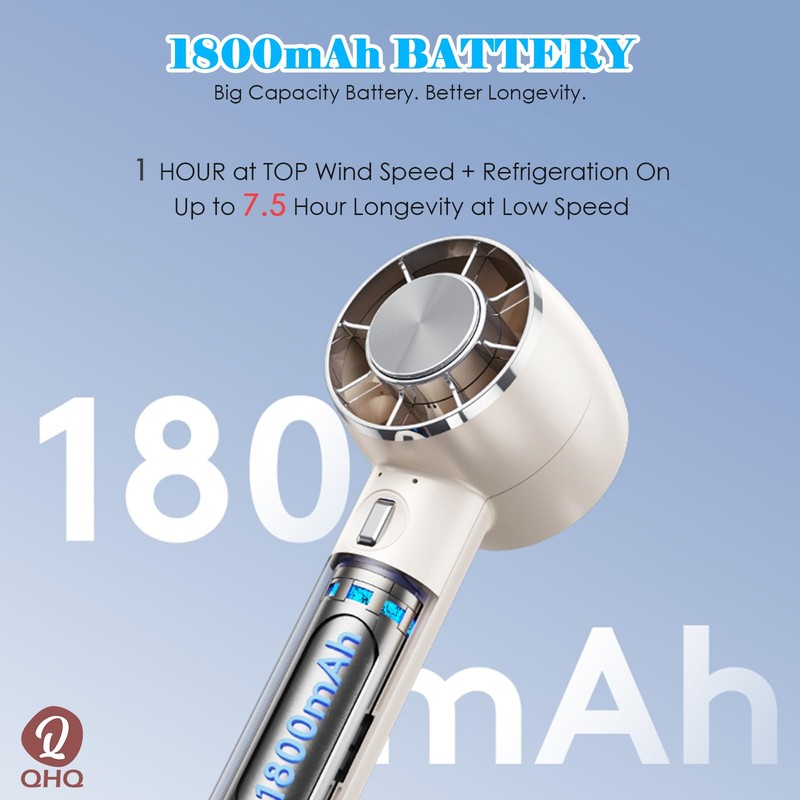 QHQ Ice Cooling Handheld Fan, Refrigerating Ice Cooling Pad Built-in