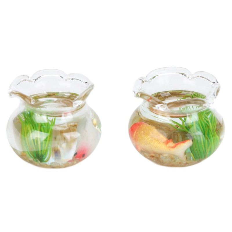4pcs 1:12 Scale Miniature Glass Goldfish Bowl DIY Fish Bowl