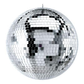 Prox MB-12 12" inch Mirror Disco Ball Bright Silver Reflective Indoor DJ Sphere with Hanging Ring for Lighting