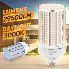 XYCN 2 Pack 200W Corn LED Light Bulb Fanless,29,500LM 3000K/Warm White(2000 Watt Equivalent) E26/E39 Large Mogul Base LED Cob Lamp for Outdoor Indoor Garage Warehouse Factory Workshop Street Backyard