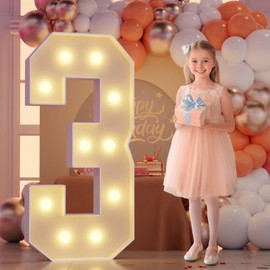 Marquee Numbers 4 Feet Tall, Number 3 Light Up Number, Large 4FT Light Up Numbers for Birthday Party Decor Marry Me Wedding Baby Shower Graduation Decoration, Assembly Needed