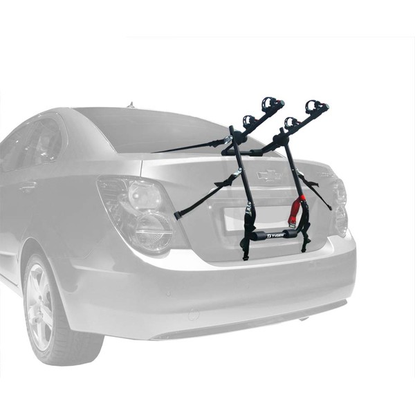Tyger Auto Deluxe Black 2-Bike Trunk Mount Bicycle Carrier Rack. (Compatible with Vehicles Without Rear Spoilers) | TG-RK2B202B