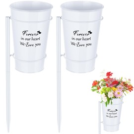 2 Pcs Metal Cemetery Vases for Grave with Spikes Memorial Grave Vases for Gravesite Gravestone Memorial Markers Cemetery Day of The Dead Decorations