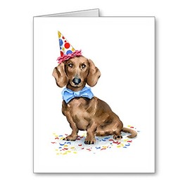 DJ Rogers Fine Art Dachshund Birthday - Set of 10 Dog Note Cards With Envelopes