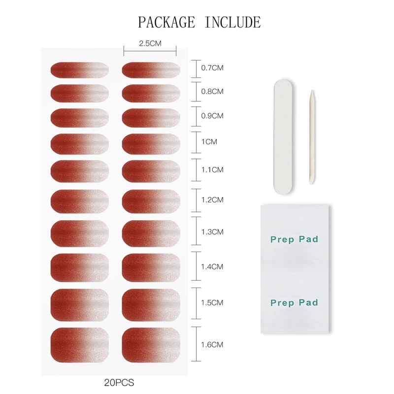 JMEOWIO Semi Cured Gel Strips Nail Art Sticker Wrap Glitter
