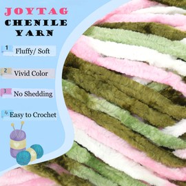 Velvet Chenille Yarn for Crocheting Velvet Fluffy Plush Yarn for Crocheting Knitting 100g-Pink Camouflage