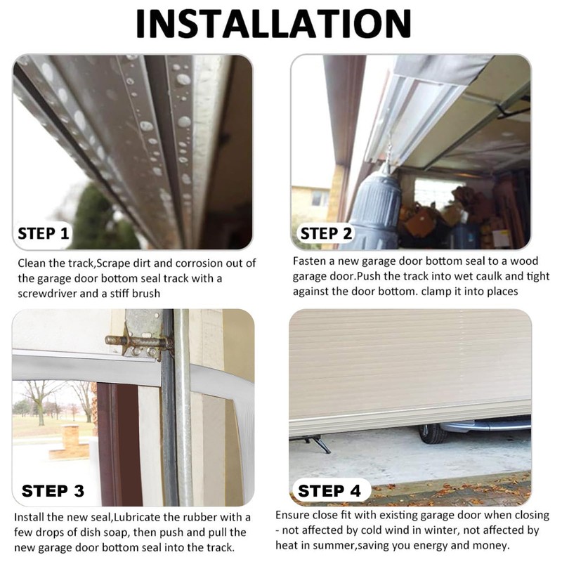 Garage Door Seals Bottom Rubber with Pre-drilled Aluminum Track Retainer