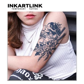 INKARTLINK Tattoo Tech, 2 Sheets Extra-Large Semi Permanent Tattoo, Adult Art Design Temporary Tattoos, Lasts 1-2 Weeks, Waterproof, Realistic look, No Adhesive, No reflection (Warrior Woman Design?