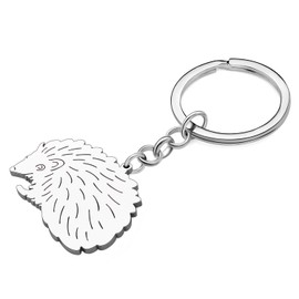 DALANE Stainless Steel Cute Hedgehog Key Ring Animal Jewellery for Women Girls Gifts Bag Decor, silver-plated