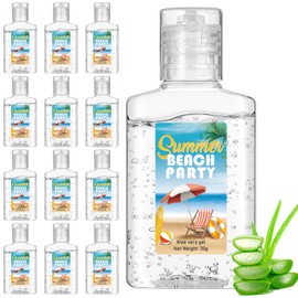 Dansib 12 Pcs Mini Aloe Vera Gel Bulk for Summer Wedding Party 1oz Soothing Moisture Aloe Gel Bulk Travel Size for Thank You Gifts Summer Beach Wedding Party (Beach)