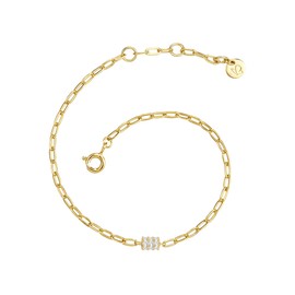GLANZSTÜCKE MÜNCHEN Women's Bracelet 925 Sterling Silver Yellow Gold-Plated 18 Carat Zirconia White Silver Bracelet