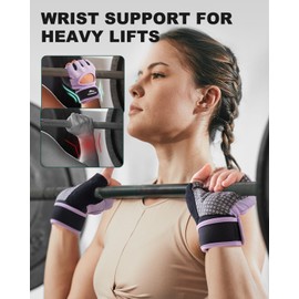 Trideer Weight Lifting Gloves for Women with Wrist Wraps Support, Workout Gloves for Women, Full Palm Protection, Grip for Gym Training, Fitness, Weightlifting, Exercise (Purple, Small)