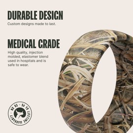 Groove Life Mossy Oak Blades Camo Silicone Ring Breathable Rubber Wedding Rings for Men, Lifetime Coverage, Unique Design, Comfort Fit Ring - Size 12