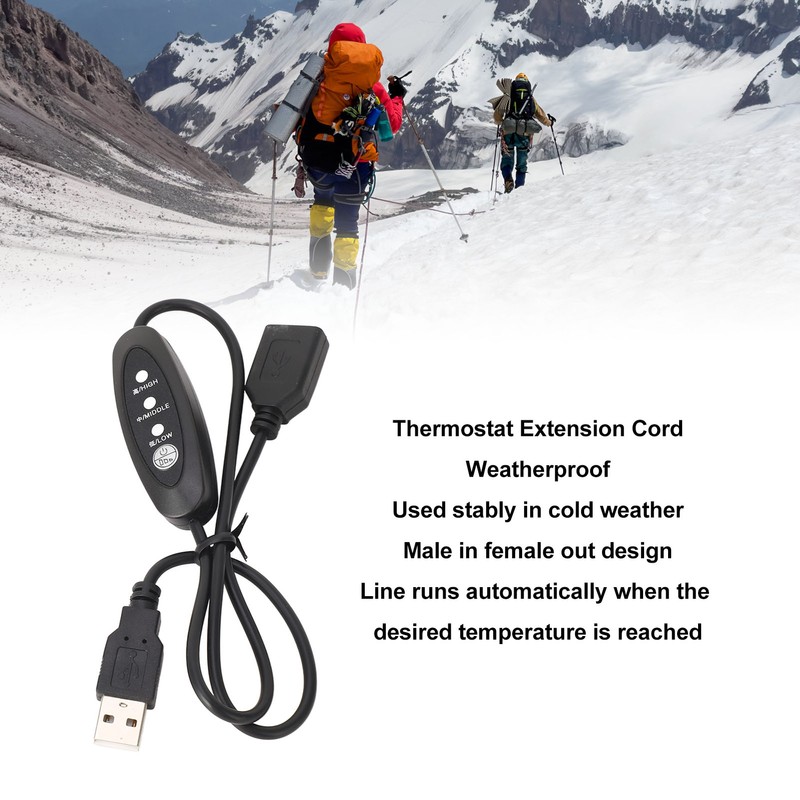 USB5V Thermostat Extension Cord Male in Female Out Flexible PVC