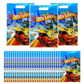 Hot W-heel Birthday Bags Children, 50 Pieces Hot W-Heel Candy Bag, Racing Car Gift Bags for Children's Parties, Party Bags for Girls and Boys, Gift Bags Small