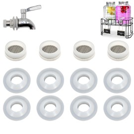 xcivi 4 Set Spigot Accessory Replacement for Glass Drink Dispensers, Spigot Rubber Bumper with Removable filter, Spigot for Beverage Dispenser Accessory Replacement - Grommet, Detachable filter