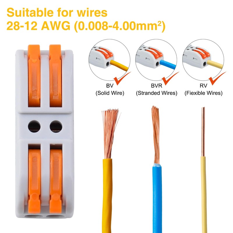 100pc Inline Compact Splicing Wire Connectors, USUPERINK Inline Wire Connector,