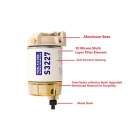 S3227 35-8M0154764 320R 490R-RAC-01 18-7948 9-37882 18-7922 Fuel Filter Water Separator Assembly Marine Boat Outboard Water Fuel Separator
