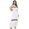 ABEWIP Mexican Dress for Women Floral Embroidery Maxi Off-Shoulder Ruffle