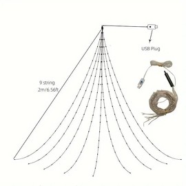 USB Powered 180LED Waterfall Tree Light, 1 Count 8 Modes LED Decorative String Light, Outdoor Decorative Light for Indoor Outdoor Yard Wall Tent Party