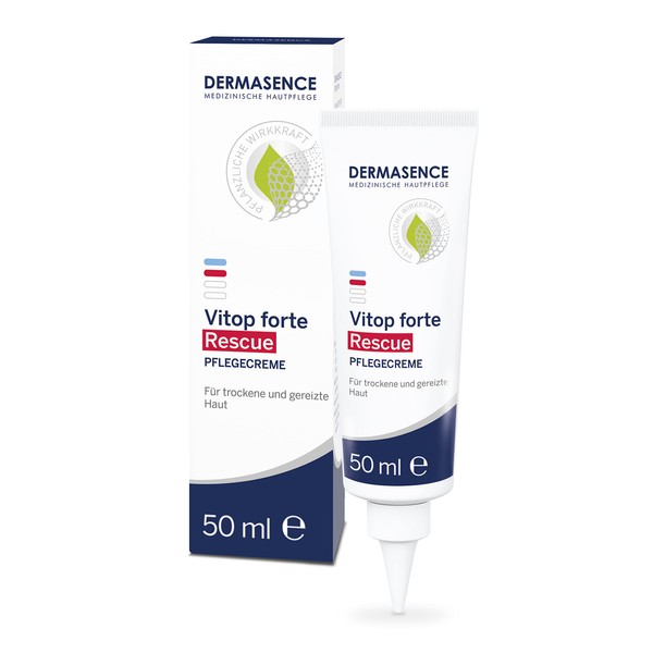 DERMASENCE Vitop forte Rescue Care Cream - Soothing and Regenerating Acute Care for Irritated and Reddened or Very Dry Skin Areas - Care for Neurodermatitis with Colour Waid Extract - 50 ml