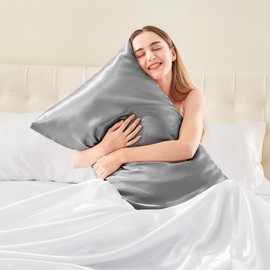 BEDELITE Satin Silk Body Pillow Pillowcase for Hair and Skin, Premium and Silky Grey Long Body Pillow Case Cover 20x54 with Envelope Closure