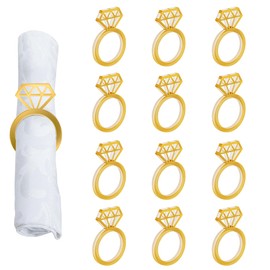 12pcs Gold Diamond Napkin Rings Set Acrylic Reusable Napkin Holders Bulk for Wedding,Anniversary, Birthday Party,Dinner Table Setting Decor and Daily Use