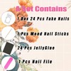 24Pcs Pink Flower Press on Nails Medium Almond Fake Nails