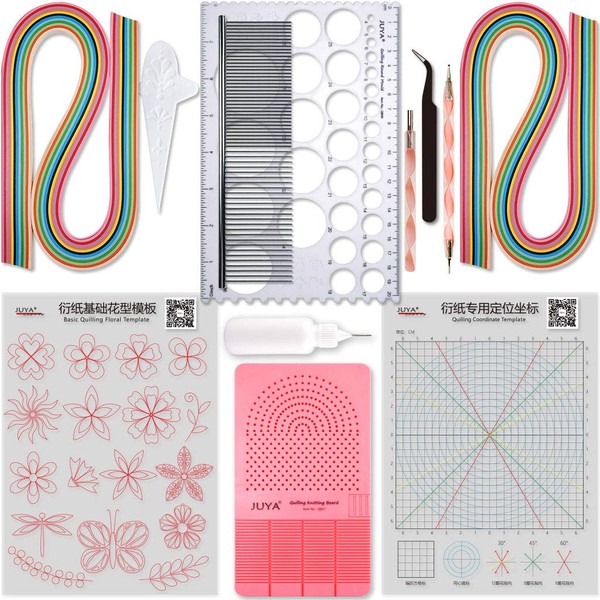 JUYA Quilling Paper and Tools Classic Set QK10 (Pink, No