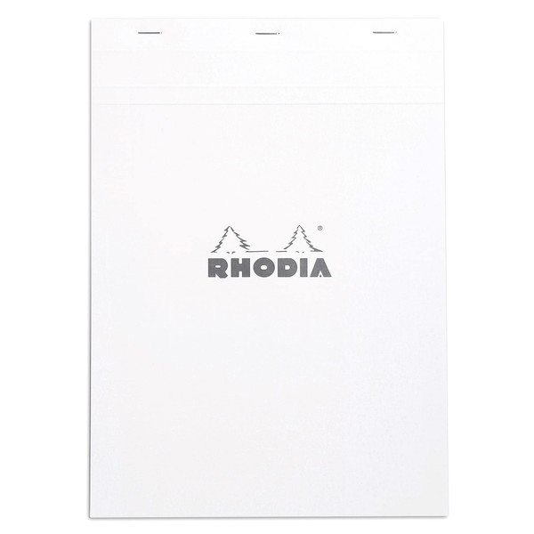 Rhodia Notepad, No16 A5, Lined - White, 6" x 8 1/4" (16601C)