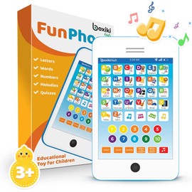 6-in-1 Kids Phone Toy: Educational Toys for Toddlers 1-3, Learning Tablet for 4 Year Old Boys & Girls, Kids Laptop, Tablet for Toddlers - Ideal Educational for 4+ Years (White/Blue)