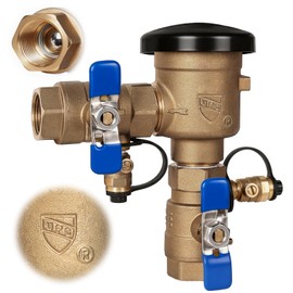 【UPC® Certified】1" Brass Pressure Vacuum Breaker, Max 400PSI Sprinkler Backflow Preventer for Non-Potable Systems Like Irrigation & Industry
