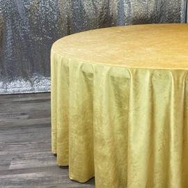 YOUR CHAIR COVERS - 120 Inch Round Velvet Tablecloth - Gold, Linen Table Cloth for Standard Round Tables