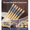 5 Pairs of Reusable Bamboo Chopsticks, Dishwasher-Safe Japanese Chopstick Set