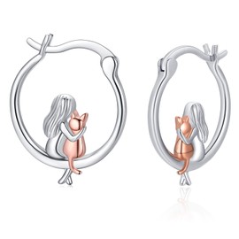 Animal Hoop Earrings Girls S925 Silver Panda Hoop Earrings Koala Raccoon Snail Rabbit Hummingbird Dolphin Animal Cuff Hoop Earrings for Women Girls Daughter Children, Sterling Silver