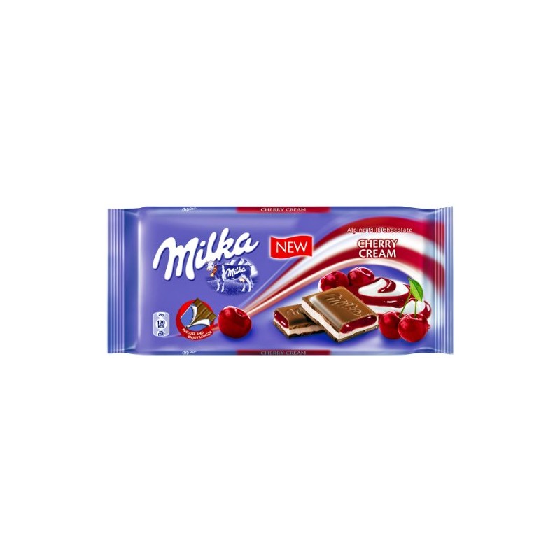 2 Pcs Milka Alpine Milk Chocolate Bars Vanilla Cherry Cream