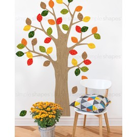 Pattern Tree with Leaves Wall Sticker - Peel and Stick - Fall-Latte Brown - by Simple Shapes ®
