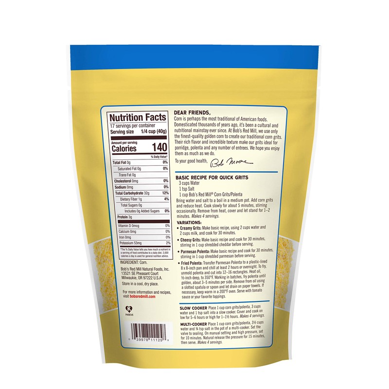 Bob's Red Mill Corn Grits / Polenta, 24oz (Pack of