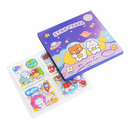 Star 400PCS/100Sheets Cartoon Stickers, Transparent PET Scrapbooking Clipping Supplies Decals, Cute, Kawaii, Unisex Fun, Creative, Colorful, DIY Craft, Planner Stickers for Kids, Teens Gifts