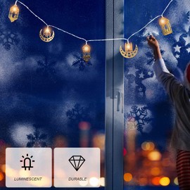Uonlytech 1 Set Muslim Ramadan String Lights Muslim Eid Party Light Decors Eid Mubarak Decoration Fairy String Lights Battery Operated LED Ramadan Lamp for Festival Golden