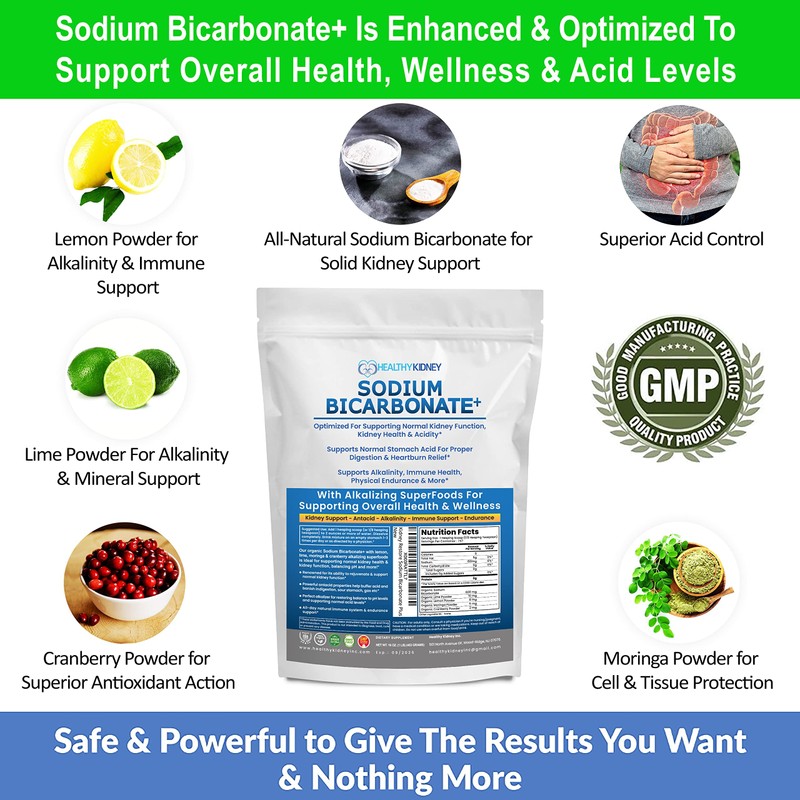 Organic Sodium Bicarbonate Alkaline Supplement For Alkalinity. Support Kidneys &