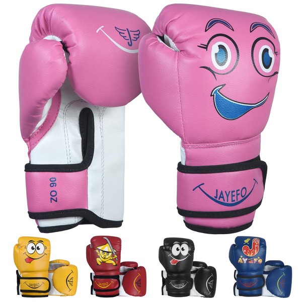 Jayefo Boxing Gloves for Kids & Children - Youth Boxing Gloves for Boxing, Kick Boxing, Muay Thai and MMA - Beginners Heavy Bag Gloves for Heavy Boxing Punching Bag (Pink, 4 Oz)