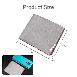 Mens Wallet Slim Credit Card Holder Wallet for Men and Boy, Man Small Wallet Bifold Credit Card Wallet Canvas Mens Slim Wallet Lightweight and Portable for Pants Pockets (Minimalist, Grey)