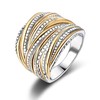 Aprilery Two-Tone Crossover Statement Rings for Women Intertwined Criss Cross