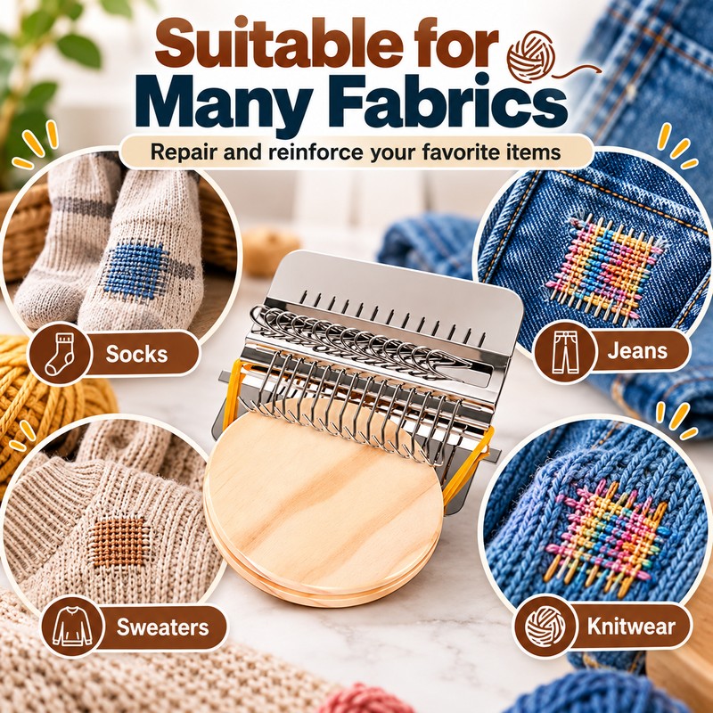 14 / 28-Hook Mini Darning Loom Kit for Clothing Repair