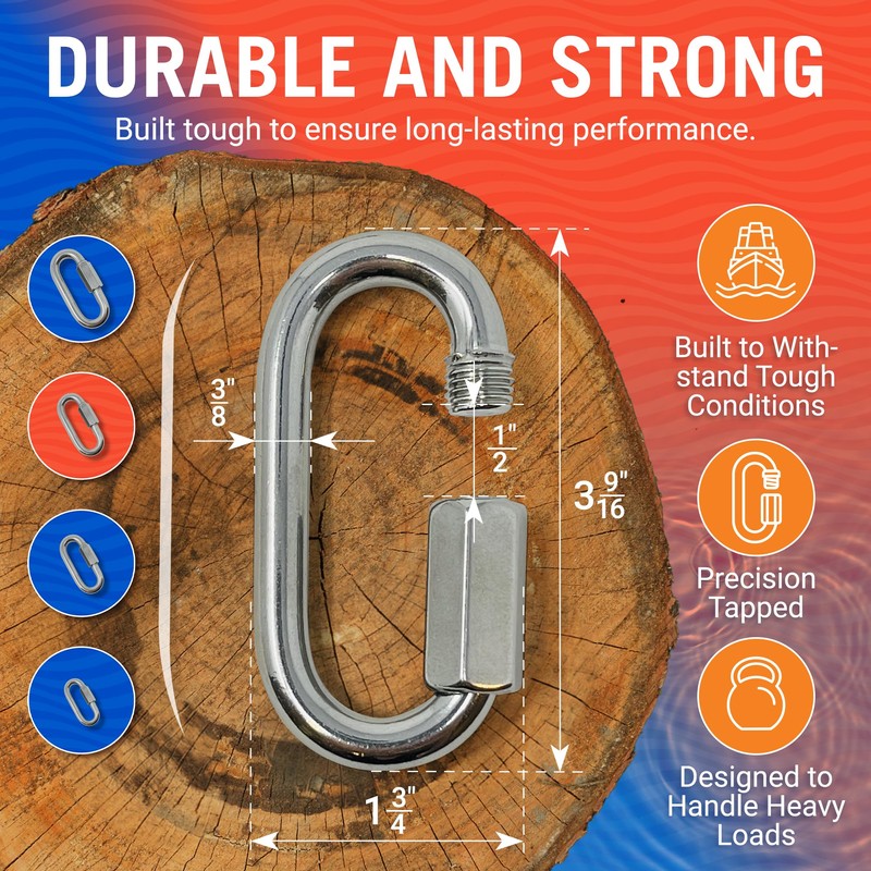 316 Stainless Steel Locking Chain Link, Threaded Quick Link Chain