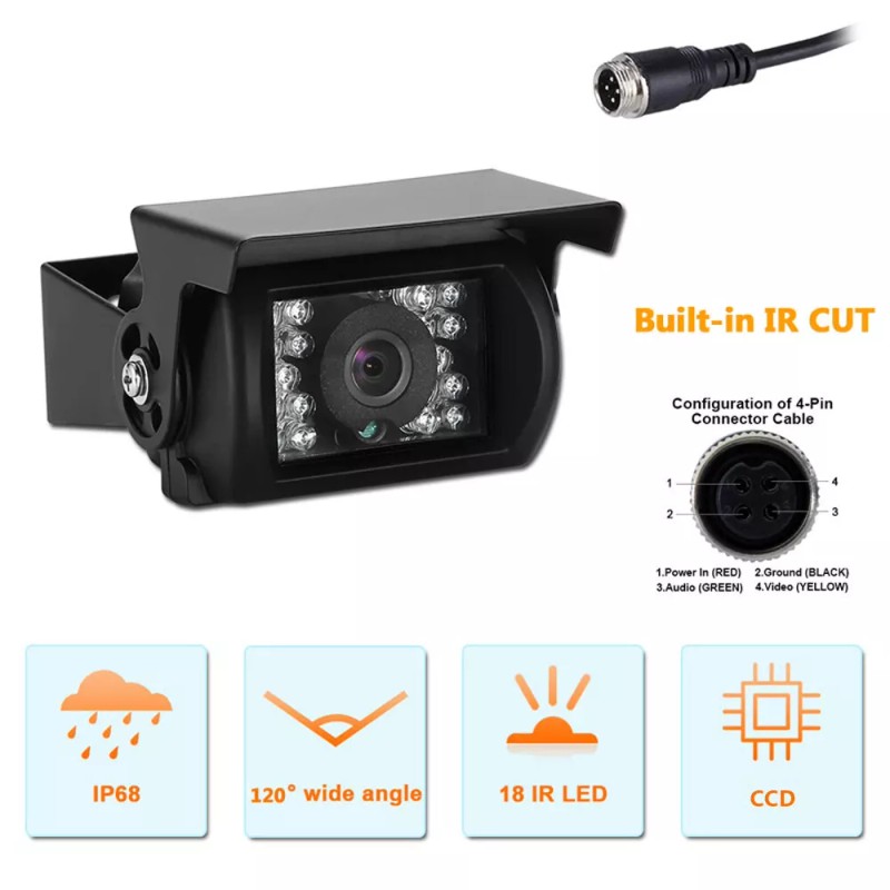 YuanTing Rear View Backup Camera 4Pin CCD IR Night Vision